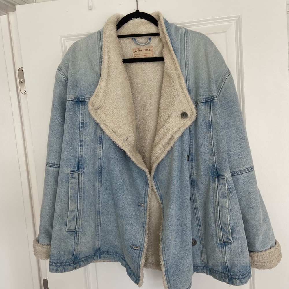 Free People Denim Sherpa Barn Jacket